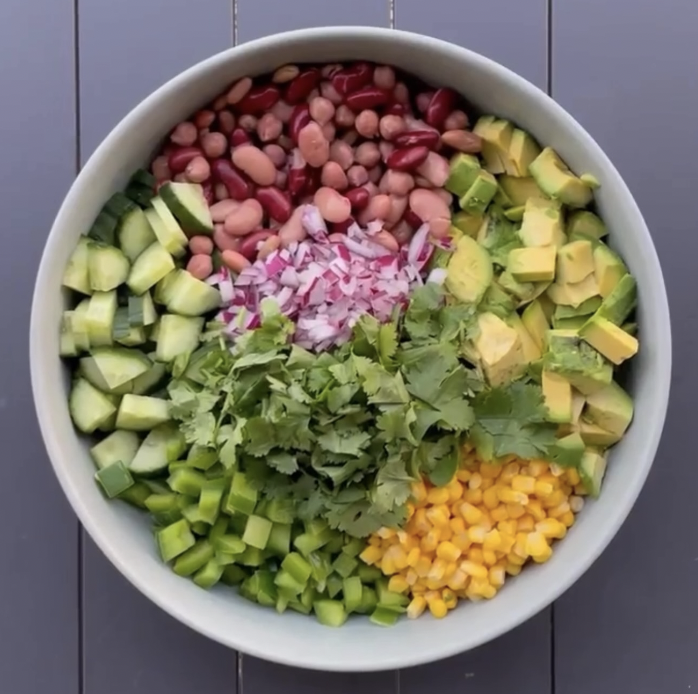Healthy bean and avocado salad bowl by naturopath Amy Angus